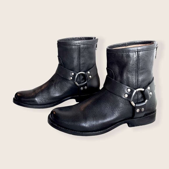 Frye Phillip Harness Short Leather Cute Ankle Boot - Picture 10 of 15